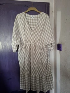 NEXT LINEN MIX CHECK DRESS..SIZE 18..LADIES - Picture 1 of 4