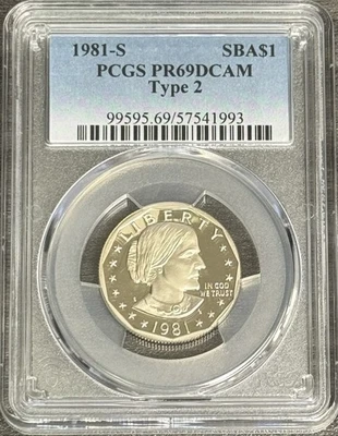 1981 S Susan B Anthony Dollar Type 2 PCGS PR69DCAM - Image 1 of 2