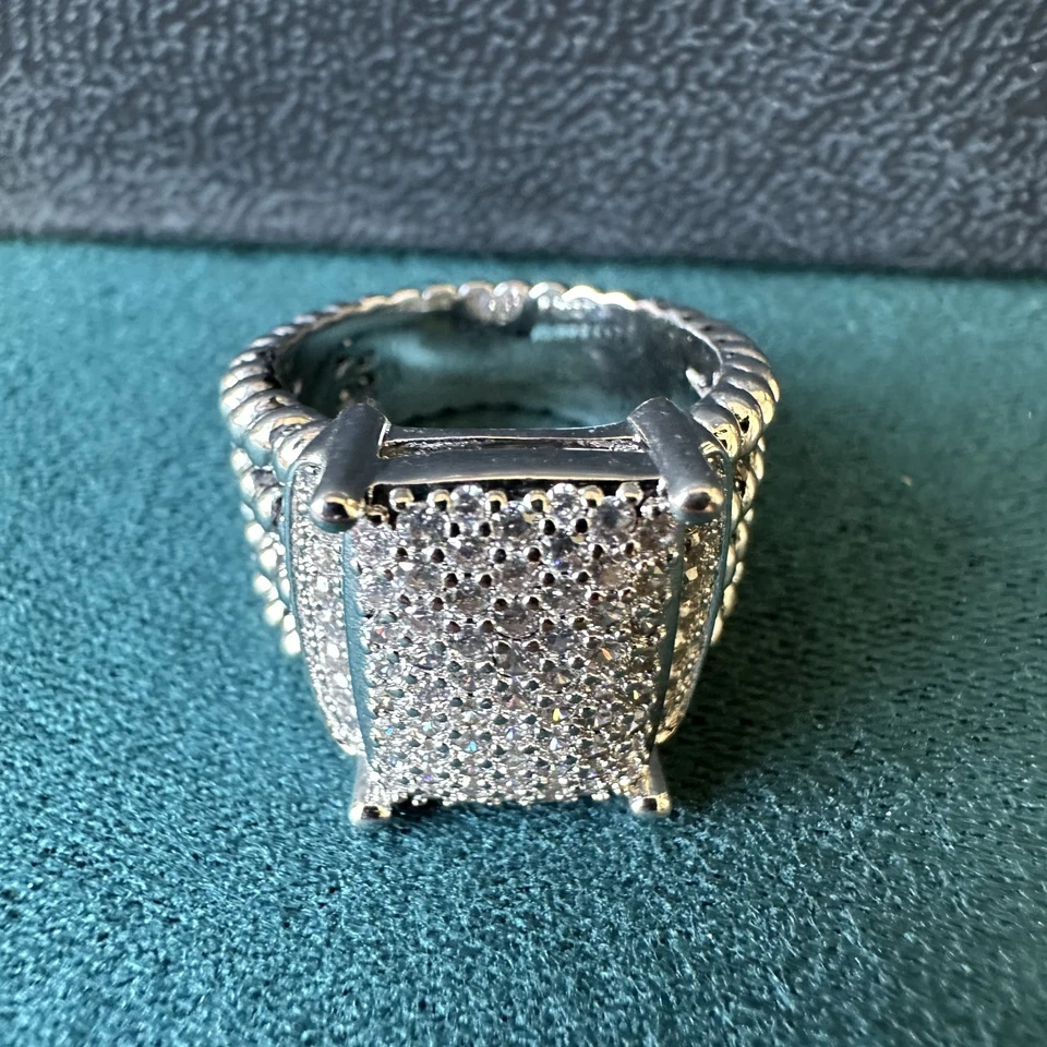 Anillo David Yurman Plata de Ley 925 16x12mm Pavé de Diamantes Wheaton Talla 7 Foto 1 de 4