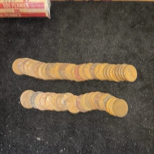 1928-S Lincoln Wheat Cent Penny 50 Coin roll Circulated - Picture 1 of 6