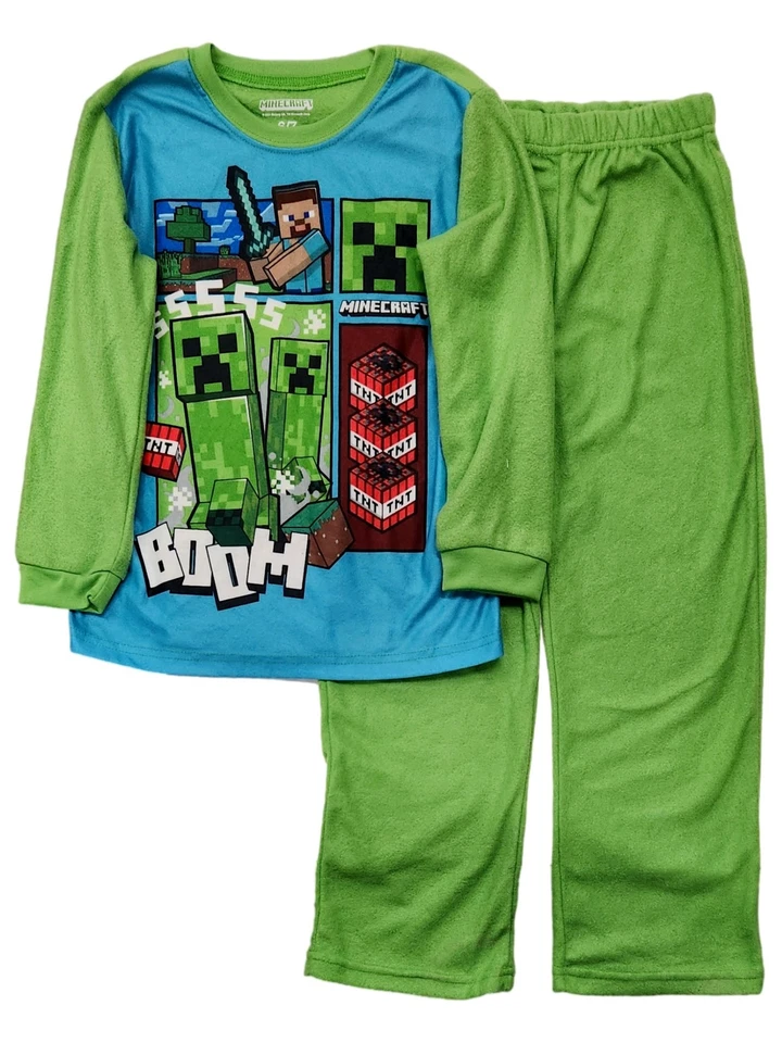 Minecraft Niños Ligero Azul y Verde Polar Gamer Pijama Set para Dormir Pequeño 6-7 Foto 1 de 1