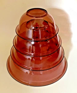 Vintage Pyrex Cranberry Rührschüssel Set 322 323 325 326 Spiralmarke Made in USA! - Bild 1 von 5