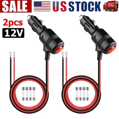 12V Car Cigarette Lighter Plug Socket Heavy Duty Adapter with On/Off Switch-2Pcs - Image 1 of 4