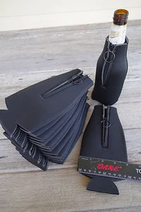 12 BLACK Blank Foam ZIPPER Longneck BOTTLE Holders Beer Bottle Coolers Koozies - Picture 1 of 6