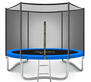 10FT Trampoline With Enclosure Safety Net + FREE Ladder Rain Cover & Shoe Bag - Picture 1 of 14