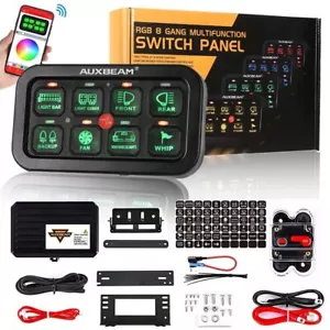 AUXBEAM RGB 8 Gang Switch Panel LED Light Bar On-Off bluetooth Relay Control Box - Bild 1 von 12