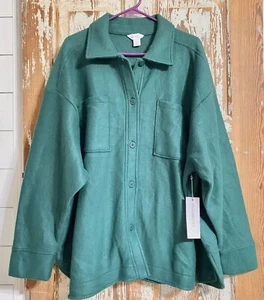 Liz Claiborne Fleece Shirt Jacket - Botanical Gardens Green - Size 2X MSRP $65 - Picture 1 of 6