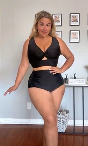 **Women's Two Piece Swimsuits Plus Size High Waist Bikini Set NEW - Picture 1 of 9