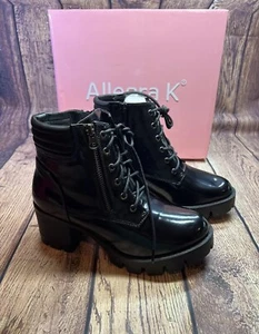 Botines Damas Zapatos UK 4 Mujer’s Suela Cremallera Combate Bloque Tacón Con Cordones - Imagen 1 de 20
