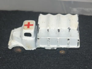 Vintage Barclay Metal Toy Canvas Covered Transport Truck White Red Cross Cab  - Picture 1 of 5