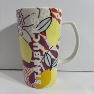 Starbucks (Etched) 2015 Coffee Mug 5 ¾” Tall 16 Fl Oz Lemon & Flowers Design - Picture 1 of 4