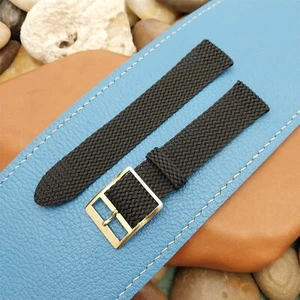 Vintage 18mm Braided Perlon 2Piece Black w/Yellow Buckle Unused 1960s Watch Band - Picture 1 of 6