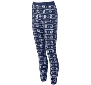 IT'S OUR TIME Juniors' Snowflake Leggings Pants INDIGO/WHITE Size L NEW Tags - Picture 1 of 5