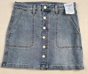 NEW Cat & Jack Girl's High-Rise Snap Button Front Stretch Denim Jean Skirt XL 14 - Picture 1 of 4