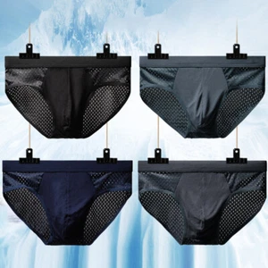 Men's Sexy Pouch Thongs Panties Bikini Ice Silk Briefs Underwear Boxer Shorts ⇘ - Picture 1 of 20