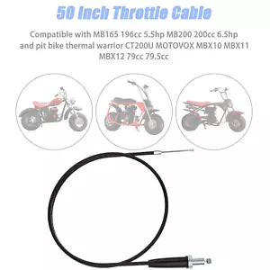 50 INCH BLACK THROTTLE CABLE STRAIGHT TIP 125CC 150CC DIRT BIKES SSR COOLSTER - Picture 1 of 5
