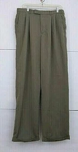 Haggar Dress Pants Mens Size 34 Olive Green Hem Cuff 2 Clasp Buttons IN STOCK - Picture 1 of 5