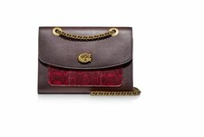 Coach Parker Deep Red/Gold Exotic Convertible Shoulder Bag ~NWT