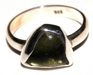 Moldavite Ring - Size O 1/2 - Polished Moldavite - Sterling Silver - R20P05 - Picture 1 of 1