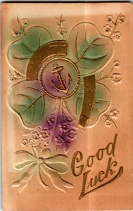 Postal de buena suerte. Trébol en relieve - Imagen 1 de 2