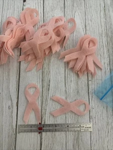 50 Felt Pink Ribbons, Breast Cancer Awareness Light Pink - Picture 1 of 3