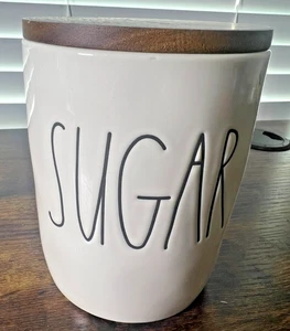 RAE DUNN Canister SUGAR Jar Wood Signature Lid Farmhouse Cottage 5.5" NEW RARE - Picture 1 of 7