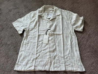Abercrombie & Fitch Men’s Summer Linen Blend Button Up Short Cream  Size M $60 - Image 1 of 4