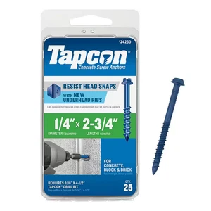 1/4 In. X 2-3/4 In. Hex-Washer-Head Concrete Anchors (25-Piece) - Picture 1 of 12