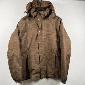 Lands End Men's Plaid Windproof Waterproof Field Coat Jacket Large Brown - Picture 1 of 9