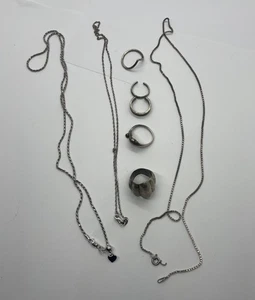 Set 8 Stck. Sterlingsilber Verschleißschrott Reparatur Halsketten Ringe Delphin + 29 g Vintage - Bild 1 von 10