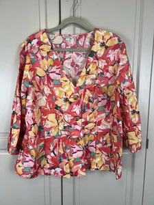 Monsoon Linen Blend Floral Top Size 20 BNWOT - Picture 1 of 8
