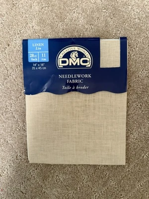 DMC Linen 28 count Needlework Fabric 14" x 18” Cross Stitch Beige OPENED - Image 1 of 3
