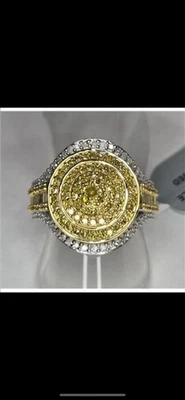 Anillo de diamantes amarillos naturales - plata de ley .925 - enchapado en platino - talla 6 Foto 1 de 3