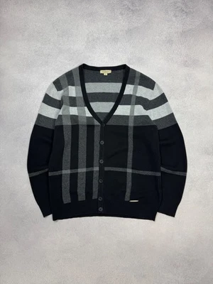 Burberry London Hombres Cárdigan Suéter Botones A Cuadros Vestido Talla XL Negro Foto 1 de 4