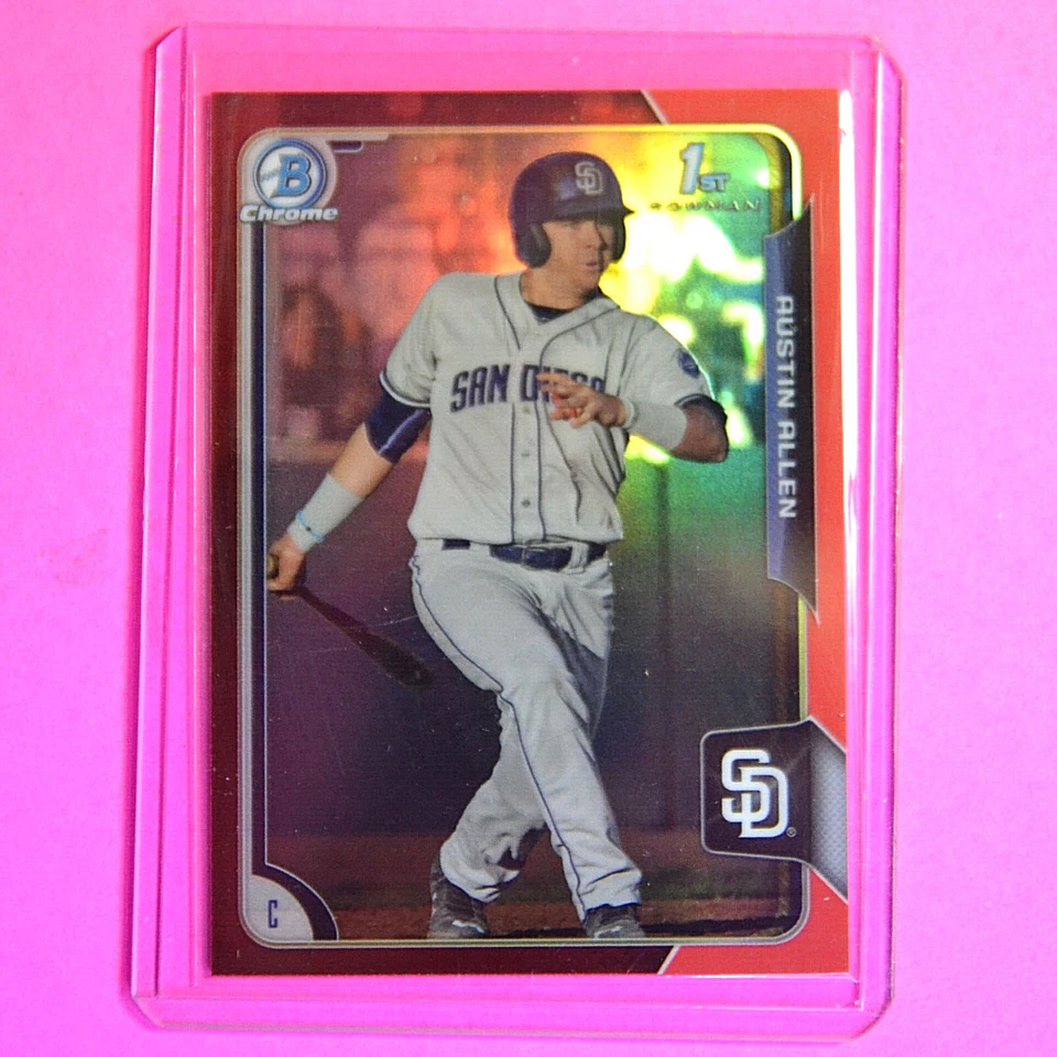 2015 Bowman Chrome 1st Card, RC, Red Refractor, SSP #'d/5 Austin Allen Athletics - Image 1 of 1