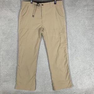 Prana Breathe Zion Pants Mens XL 36 x 32 Sandbar Belted Stretch Relaxed Hiking - Picture 1 of 13