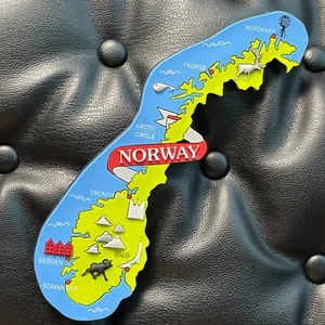 NORWAY🇳🇴RUBBER FRIDGE MAGNET✅COUNTRY MAP WITH CITY NAMES AND SIGHTS SOUVENIR🎗 - Picture 1 of 2