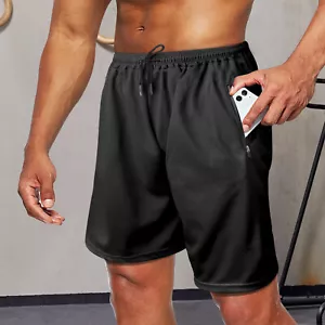 Mens Running Shorts With Pockets Sport Breathable Workout Fitness Gym Training - Picture 1 of 29