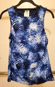 Lands End Chlorine Resist High Neck UPF 50 Modest Tankini Top Blue Tie Dye Sz: 4 - Picture 1 of 11