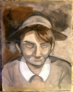 Antique French Realism Female Figure 11x14 Original Oil Painting On Canvas - Picture 1 of 1