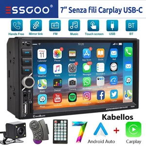 Autoradio 2 DIN Senza Fili Apple Carplay Android Auto Bluetooth AUX USB-C TF CAM - Foto 1 di 17