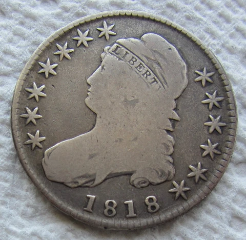 1818 Capped Bust Silver Half Dollar Rare Early Date Full Date Nice Circulated Cover