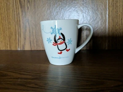 Caribou Coffee Cup Mug 2012 penguin holiday Christmas 8 oz - Image 1 of 4