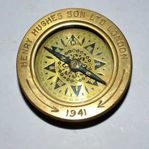 Antique vintage brass compass nautical folding magnifying glass map reader-deco - Picture 1 of 3