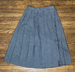Falda envolvente de guinga blanca negra vintage S M plisada con flecos academia LEER - Imagen 1 de 7