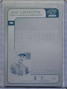 1/1 JIM LEYRITZ 2001 PACIFIC CARD #220 PRINTING PLATE LOS ANGELES DODGERS 1 OF 1 - Picture 1 of 2