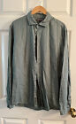 MICHAEL KORS Green Linen Long Sleeve Shirt Size L  P14998 Retail $72