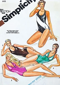 Vintage Simplicity 9920 Misses Stretch Knit Bathing Suits Swimsuits UNCUT Sz 6 - Picture 1 of 4