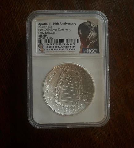 2019-P $1 Silver Dollar Coin Apollo 11 50th Anniversary NGC MS69 Cover
