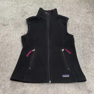 Patagonia Synchilla Fleece Vest Womens Small Black Full Zip Pocket Outdoor Hike - Picture 1 of 12